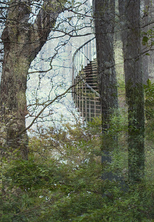 With a stairway, twining...